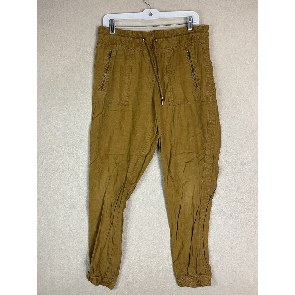 Athleta Pants Womens 8 Brown Cabo Linen Jogger‎ Athletic Tapered Elastic Waist